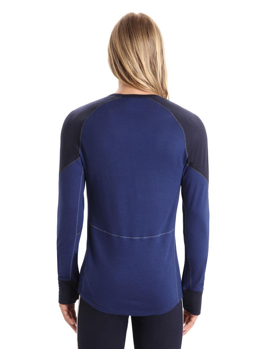 Base Layers Icebreaker BodyfitZone™ Merino 260 Zone Long Sleeve Crewe Thermal Top Męskie Granatowe Królewski Niebieski Granatowe | PL 1566PJJQ